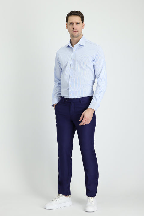 Medium Navy 7 Drop Slim Fit Classic Fabric Trousers