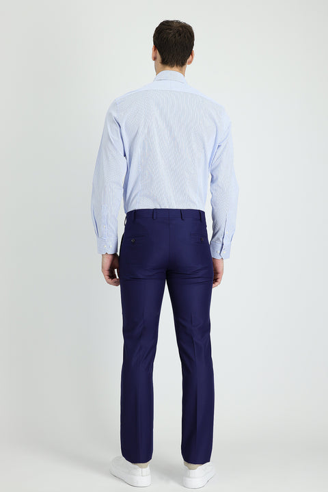 Medium Navy 6 Drop Regular Fit Standard Cut Classic Fabric Trousers