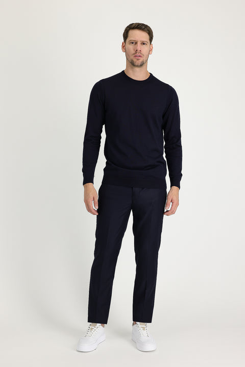Black Navy 4 Drop Relaxed Fit Classic Fabric Trousers