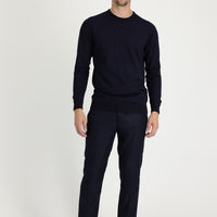 Black Navy 6 Drop Regular Fit Standard Cut Classic Fabric Trousers