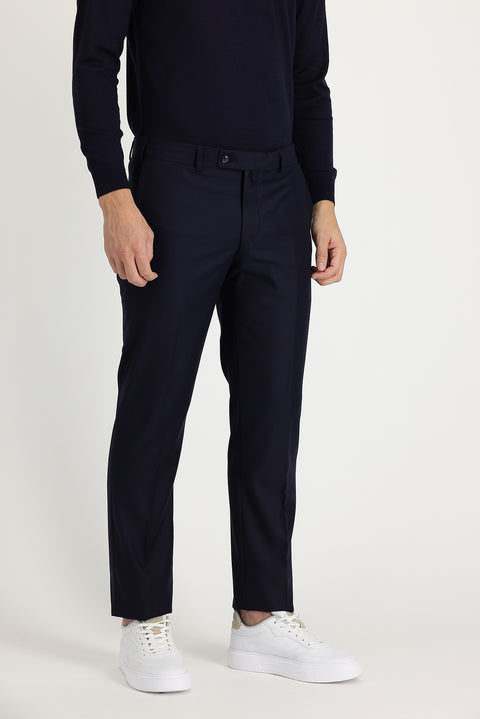Black Navy 7 Drop Slim Fit Classic Fabric Trousers