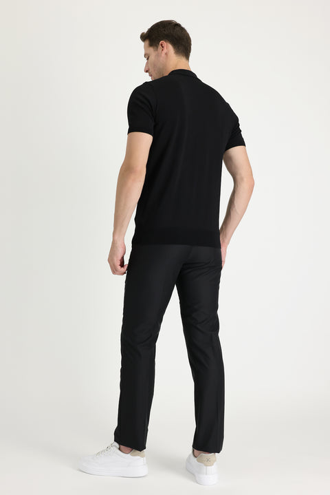 Dark Black 7 Drop Slim Fit Classic Fabric Trousers