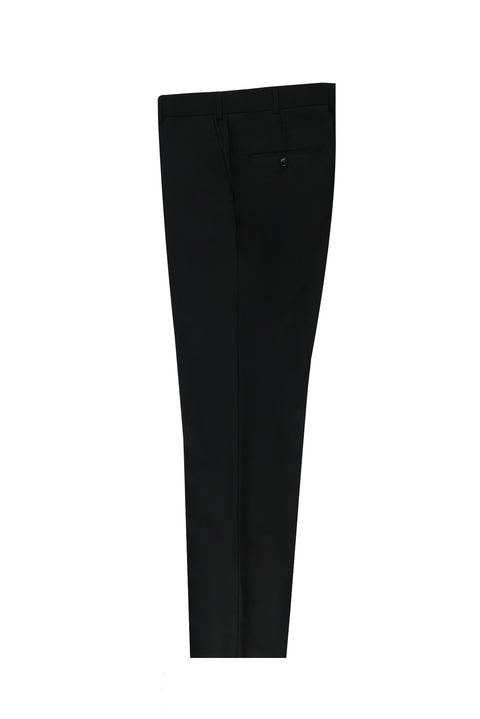 Black 6 Drop Regular Fit Standard Cut Classic Fabric Trousers