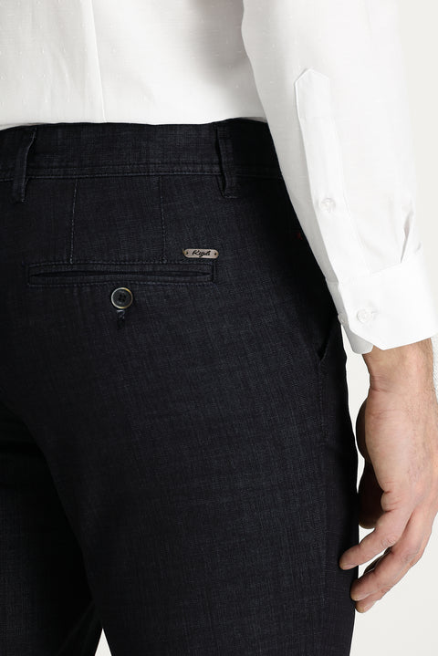 Siyah Regular Fit Standart Kesim Pamuklu Denim Look Pantolon