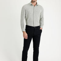 Black Regular Fit Standard Cut Lycra Canvas / Chino Trousers