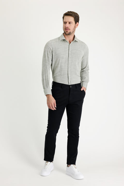 Black Slim Fit Stretchy Canvas / Chino Trousers