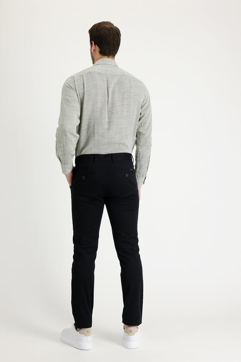 Black Relaxed Fit Stretch Canvas / Chino Trousers