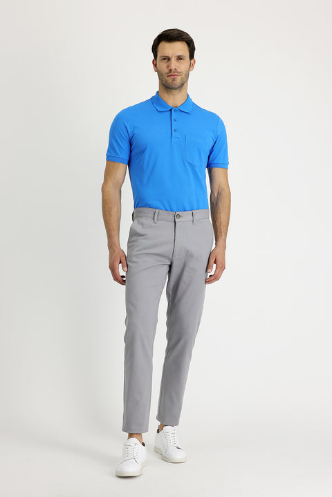 Light Grey Slim Fit Stretch Canvas / Chino Trousers