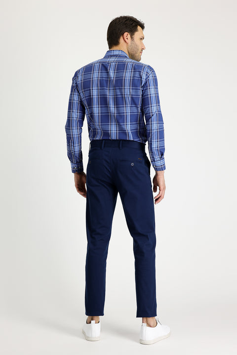 Mid-Navy Slim Fit Stretch Canvas / Chino Trousers