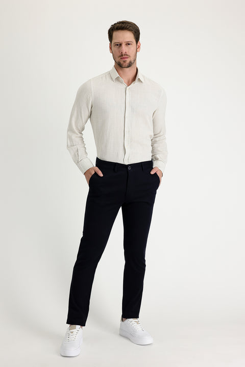 Dark Navy Relaxed Fit Stretch Canvas / Chino Trousers