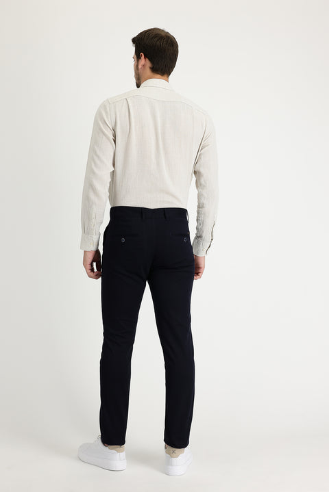 Dark Navy Relaxed Fit Stretch Canvas / Chino Trousers