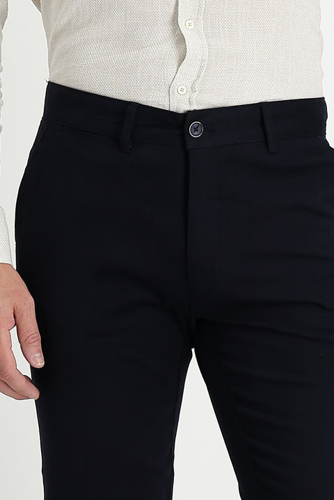 Dark Navy Relaxed Fit Stretch Canvas / Chino Trousers