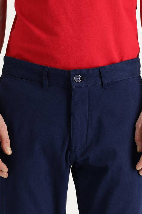 Dark Blue Slim Fit Stretch Canvas / Chino Trousers