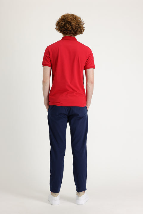 Dark Blue Regular Fit Standard Cut Lycra Canvas / Chino Trousers