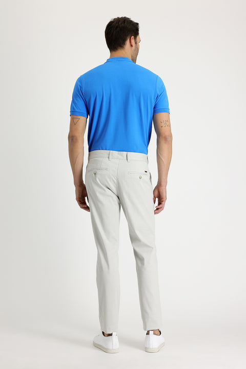 Ecru Regular Fit Standard Cut Lycra Canvas / Chino Trousers