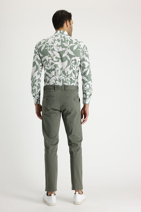 Orta Haki Relaxed Fit Rahat Kesim Likralı Kanvas / Chino Pantolon