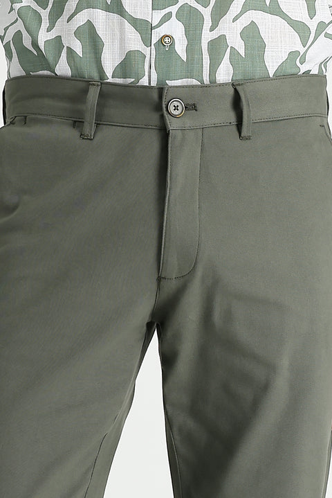 Orta Haki Relaxed Fit Rahat Kesim Likralı Kanvas / Chino Pantolon