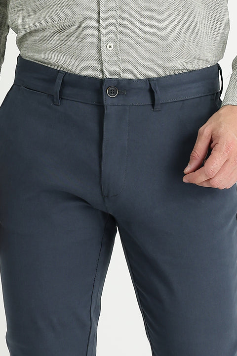 Medium Anthracite Regular Fit Standard Cut Stretchy Canvas / Chino Trousers