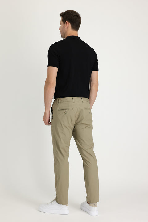 Orta Vizon Slim Fit Dar Kesim Likralı Kanvas / Chino Pantolon