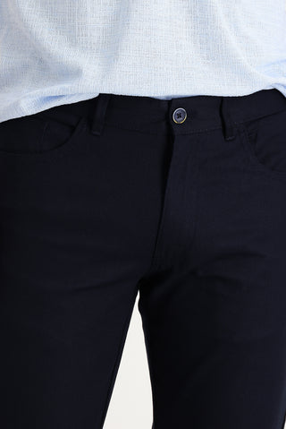  Koyu Lacivert Regular Fit Standart Kesim Likralı Kanvas / Chino Pantolon