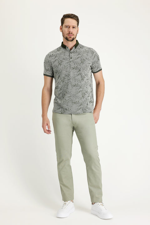 Light Khaki Regular Fit Standard Cut Stretchy Canvas / Chino Trousers