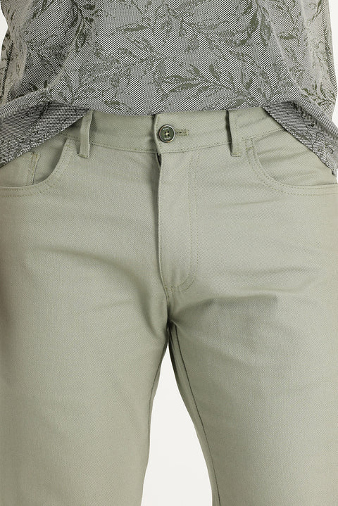 Light Khaki Regular Fit Standard Cut Stretchy Canvas / Chino Trousers