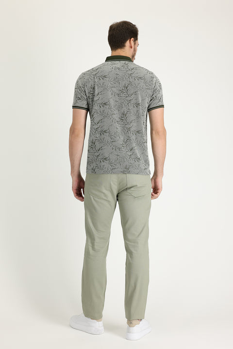 Light Khaki Regular Fit Standard Cut Stretchy Canvas / Chino Trousers