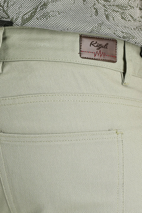 Light Khaki Regular Fit Standard Cut Stretchy Canvas / Chino Trousers