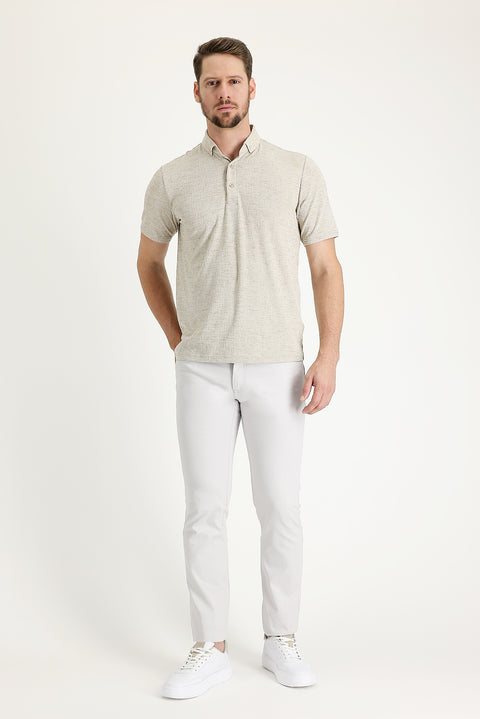 Stone Regular Fit Standard Cut Lycra Canvas / Chino Trousers