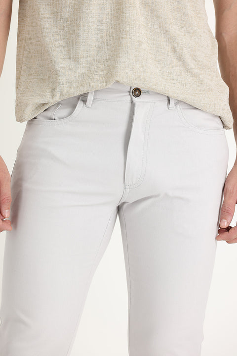 Stone Regular Fit Standard Cut Lycra Canvas / Chino Trousers