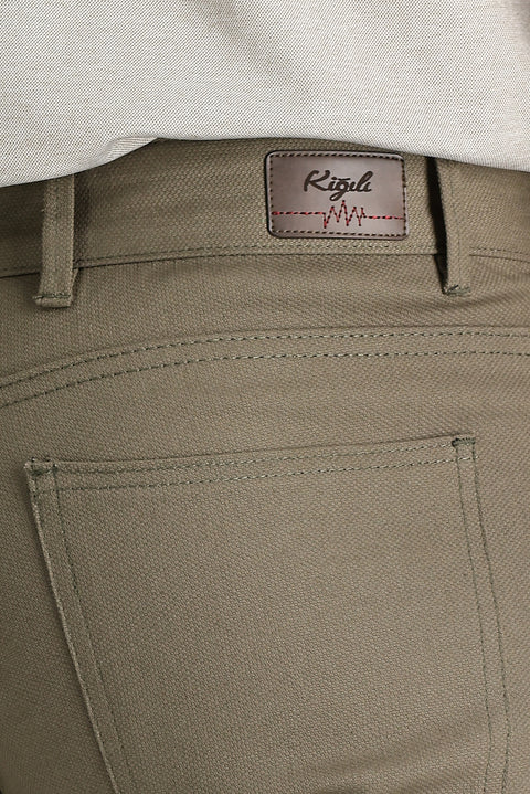 Dark Green Slim Fit Stretch Canvas / Chino Trousers