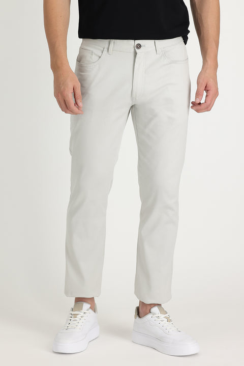 Ecru Slim Fit Stretch Canvas / Chino Trousers