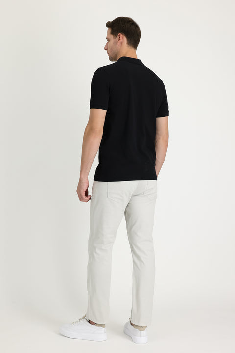 Ecru Slim Fit Stretch Canvas / Chino Trousers