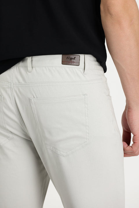 Ecru Slim Fit Stretch Canvas / Chino Trousers