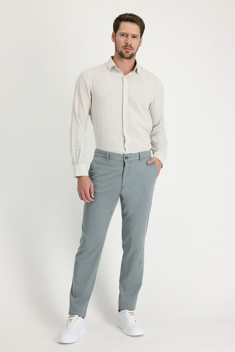 Medium Grey Slim Fit Stretch Canvas / Chino Trousers