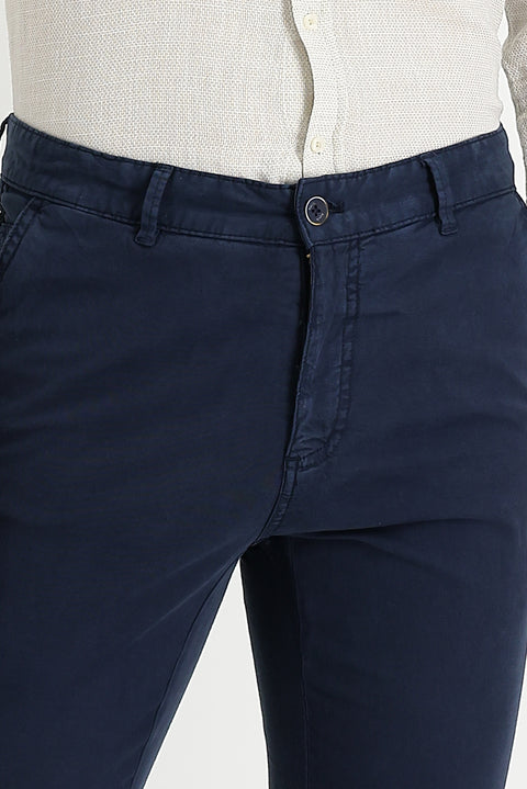 Mid-Navy Slim Fit Stretch Canvas / Chino Trousers