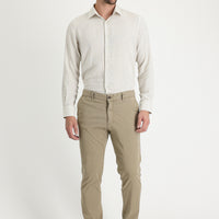 Light Mink Regular Fit Standard Cut Lycra Canvas / Chino Trousers