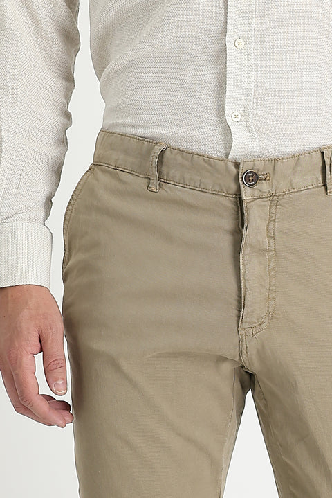 Light Mink Regular Fit Standard Cut Lycra Canvas / Chino Trousers