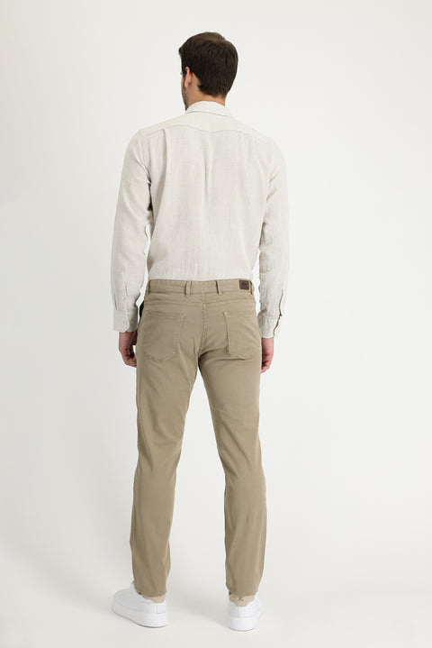 Light Mink Slim Fit Stretch Canvas / Chino Trousers