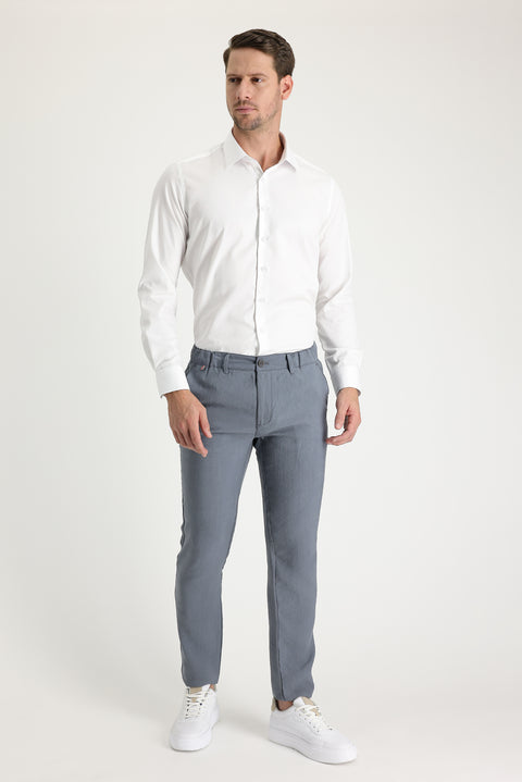 Mid Grey Slim Fit Canvas / Chino Trousers