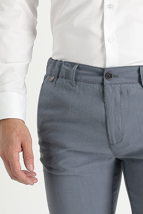 Mid Grey Slim Fit Canvas / Chino Trousers