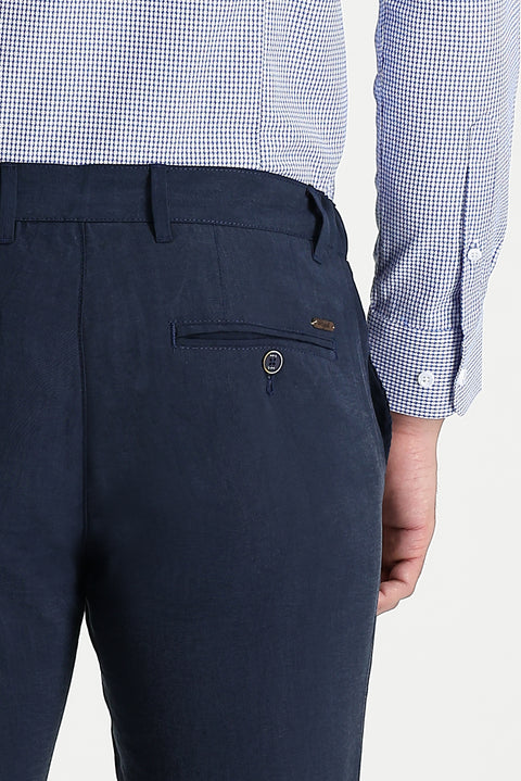 Medium Navy Slim Fit Narrow Cut Canvas / Chino Trousers