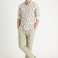 Mid-Beige Slim Fit Canvas / Chino Trousers