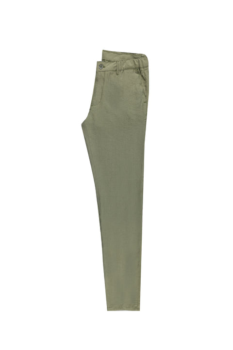 Orta Haki Slim Fit Dar Kesim Kanvas / Chino Pantolon