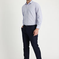 Medium Indigo Regular Fit Standard Cut Canvas / Chino Linen Trousers