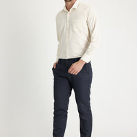 Mid Anthracite Regular Fit Standard Cut Canvas / Chino Linen Trousers