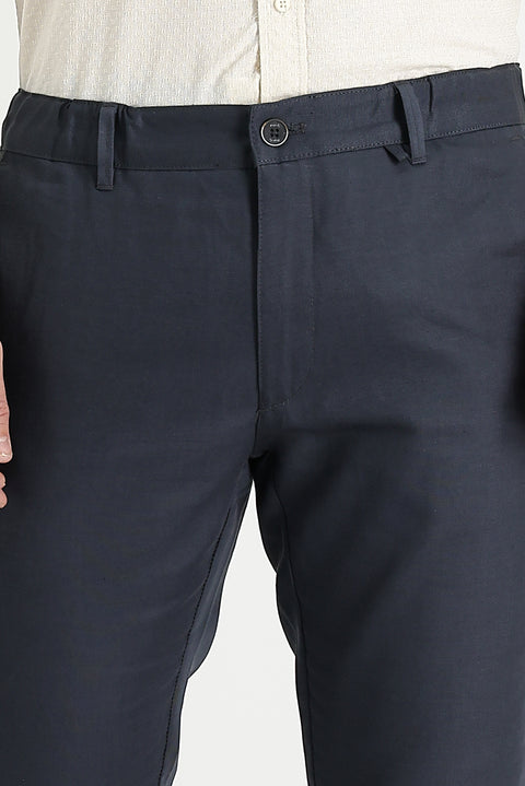 Mid Anthracite Regular Fit Standard Cut Canvas / Chino Linen Trousers