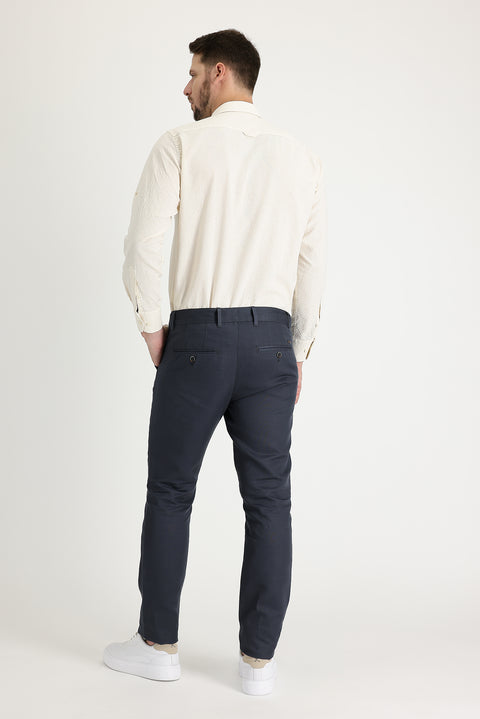 Mid Anthracite Regular Fit Standard Cut Canvas / Chino Linen Trousers