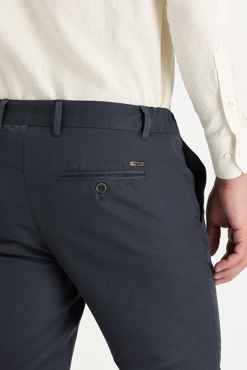 Mid Anthracite Regular Fit Standard Cut Canvas / Chino Linen Trousers