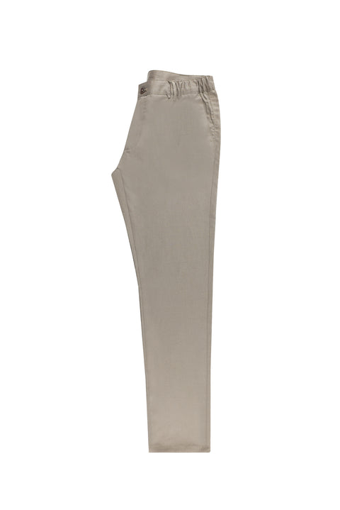 Mid Mink Regular Fit Standard Cut Canvas / Chino Linen Trousers
